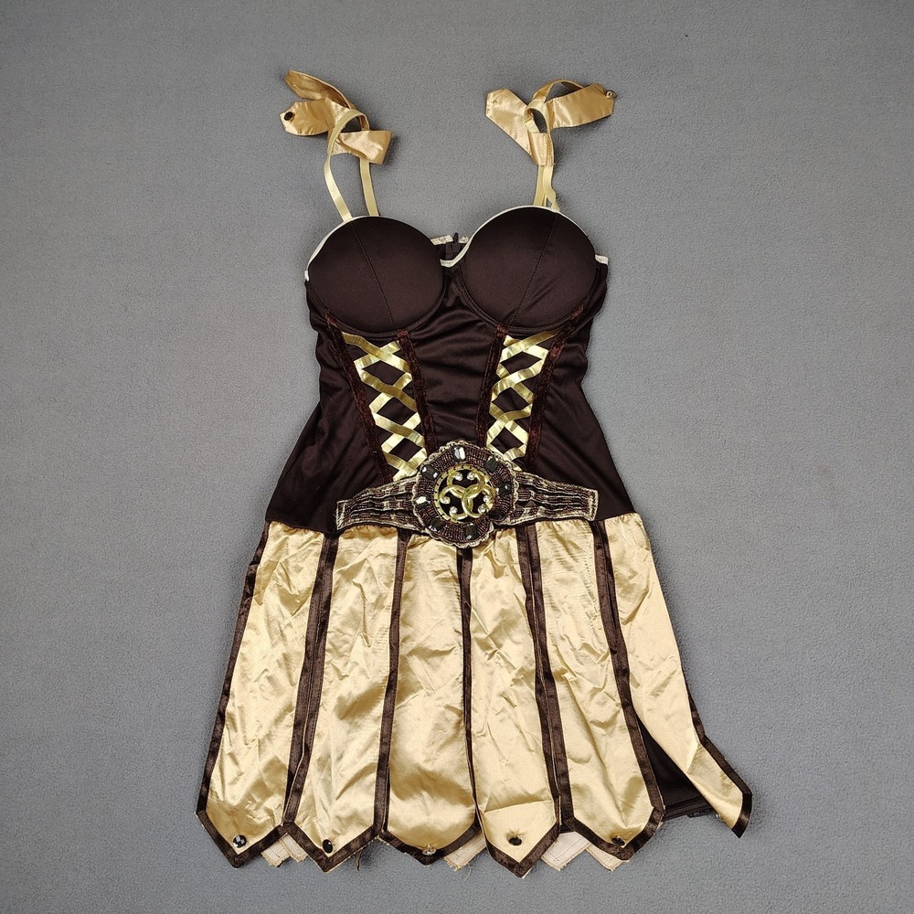 Dreamgirl Cosplay Warrior Queen Dress Skirt Medium Brown Gold Convertible Costum - Picture 7 of 12